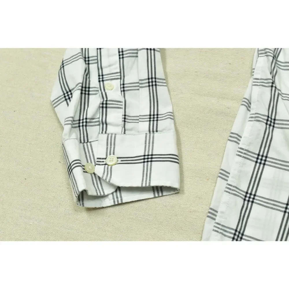 Banana Republic Men's White Plaid Wrinkle Resistant Slim Fit Shirt Size XXL